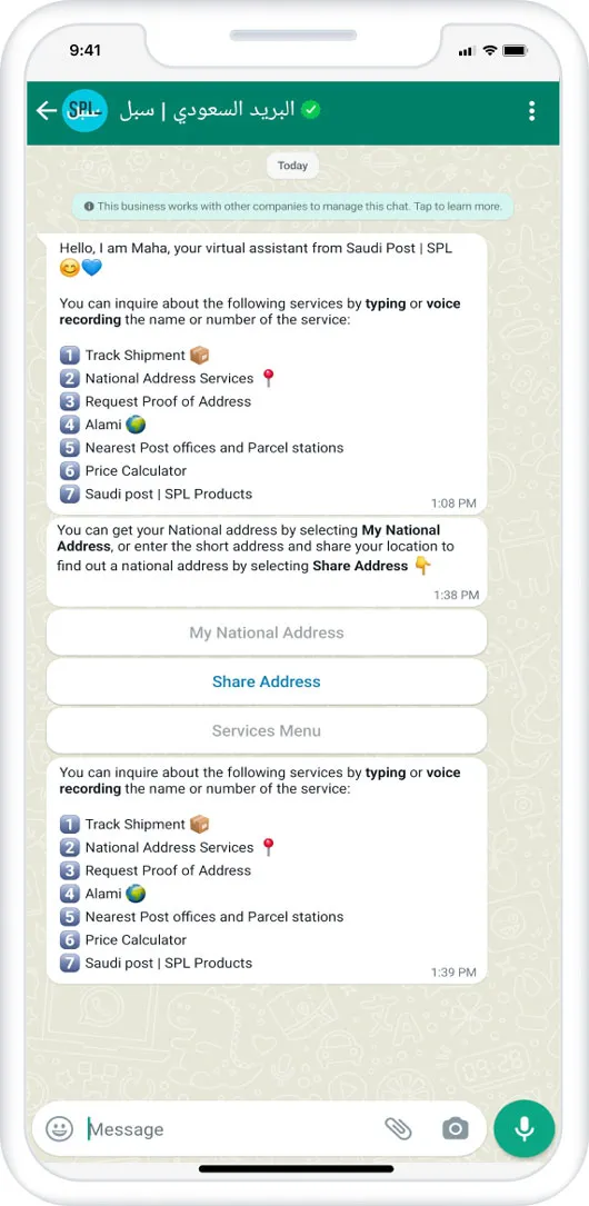 Chat WhatsApp dengan SPL
