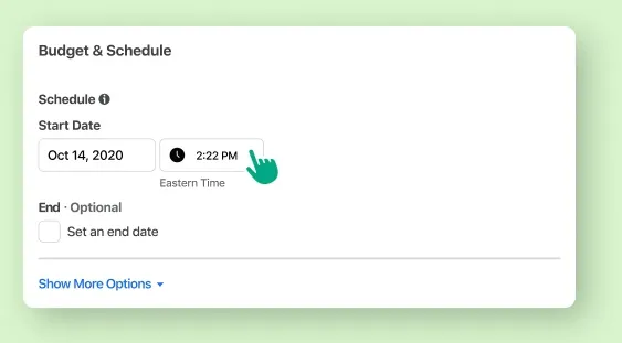 A user choosing the time and date for when an ad will run