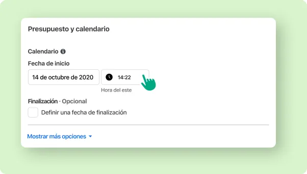 Un usuario elige la hora y la fecha en que se publicará el anuncio