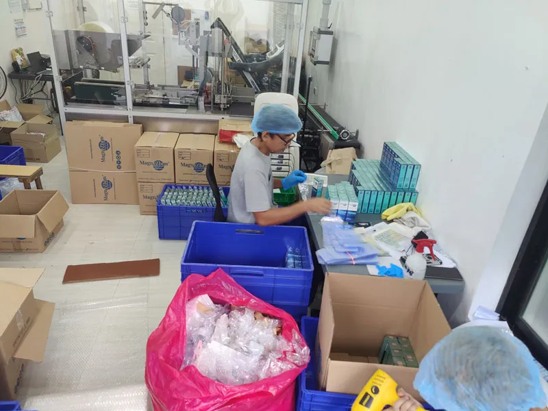 A doctor carefully choosing pharmaceutical products.