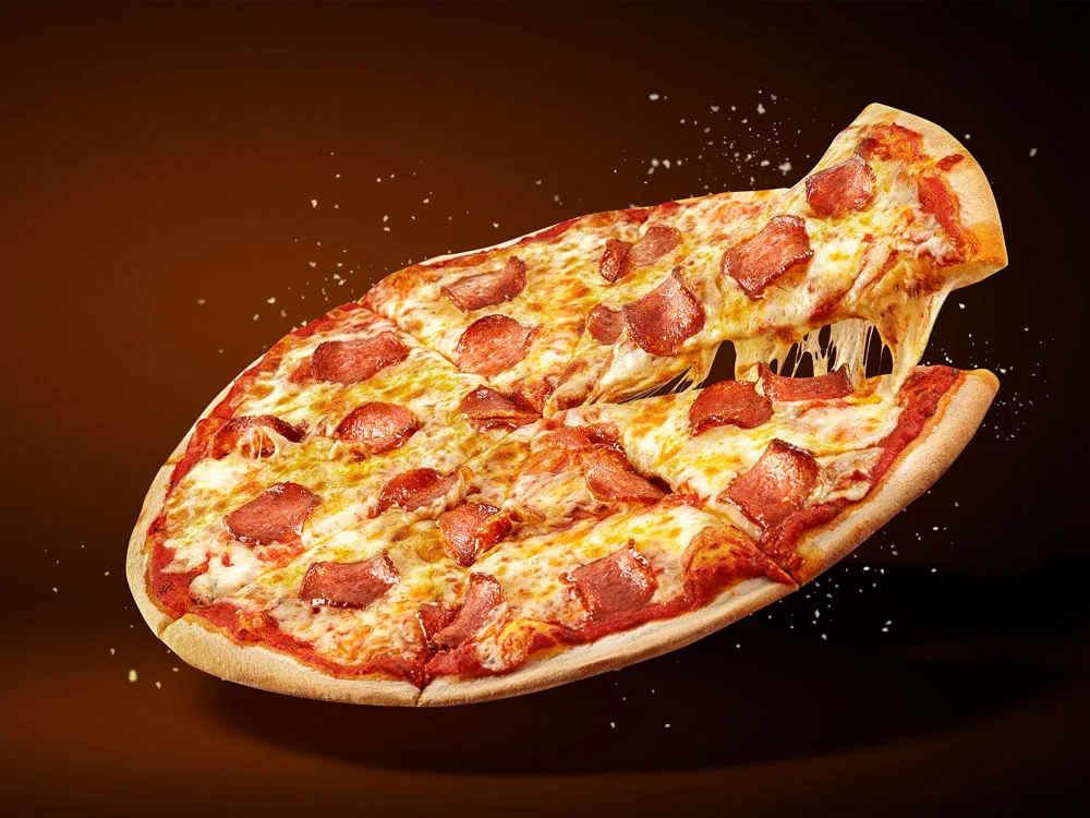 People sharing a pizza