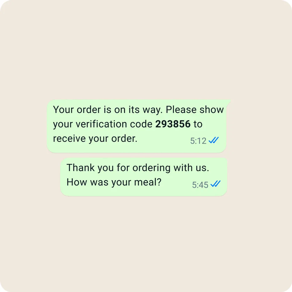 An example of existing orders and transactions in WhatsApp Business