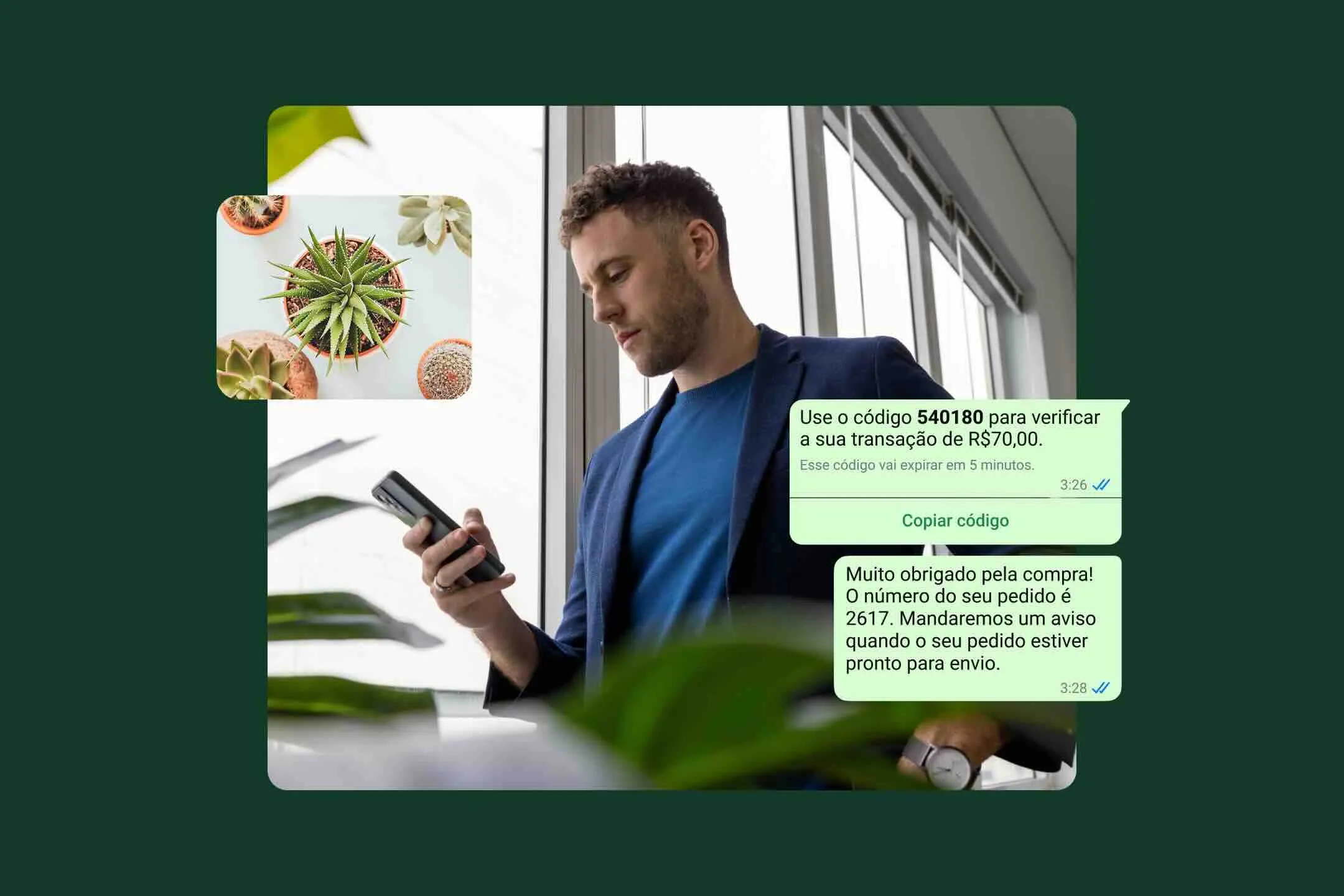 Exemplo de senha de uso único (OTP) com WhatsApp Business