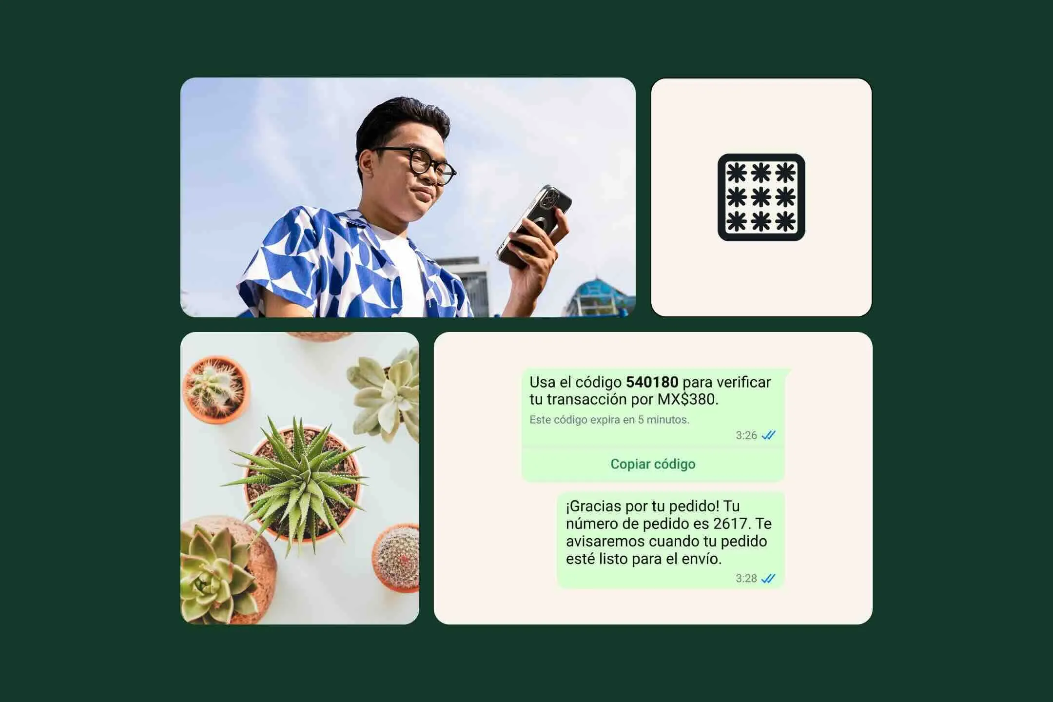 ejemplo de contraseña de un solo usando verificación totp en WhatsApp para empresas