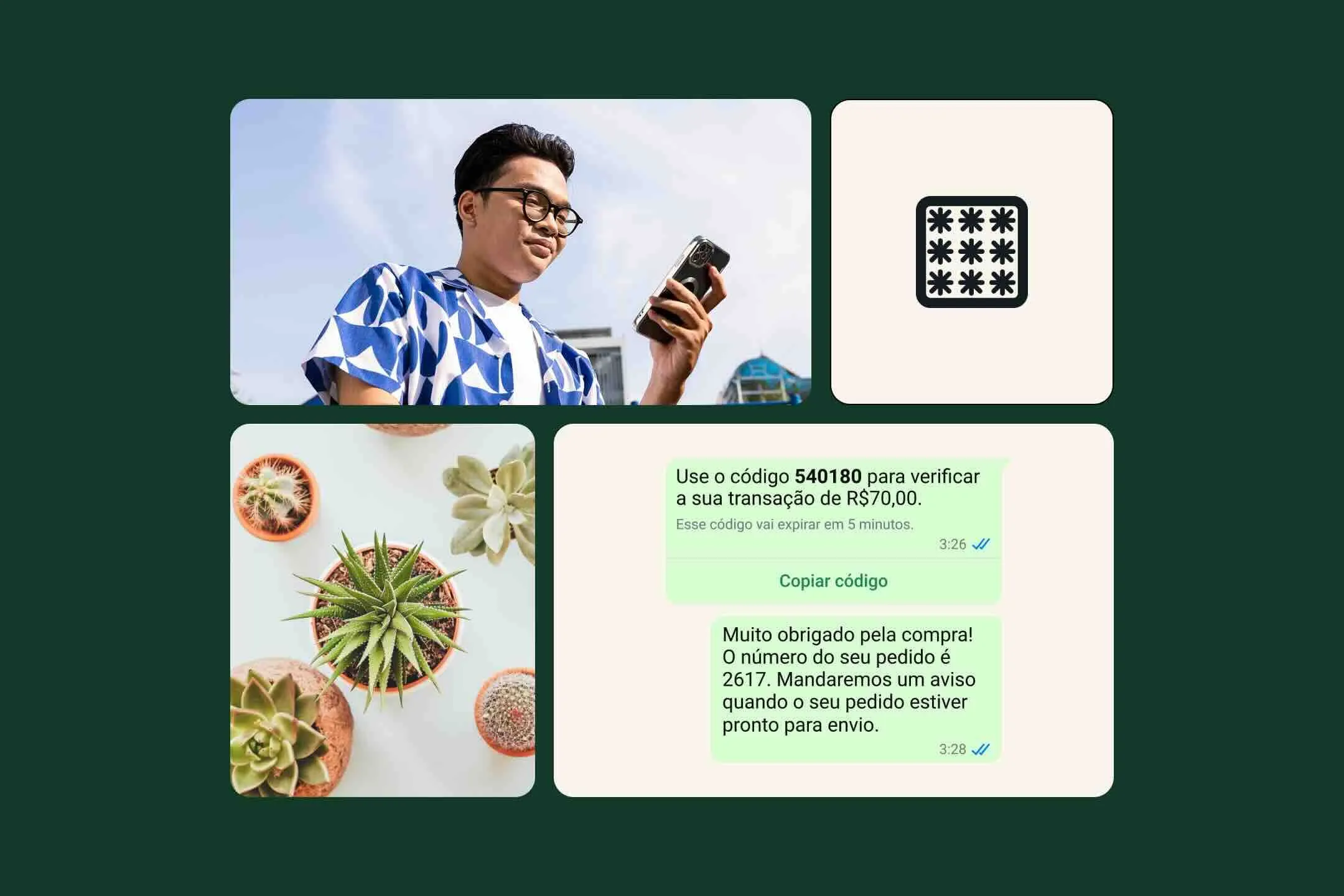 Exemplo de senha de uso único (OTP) com WhatsApp Business