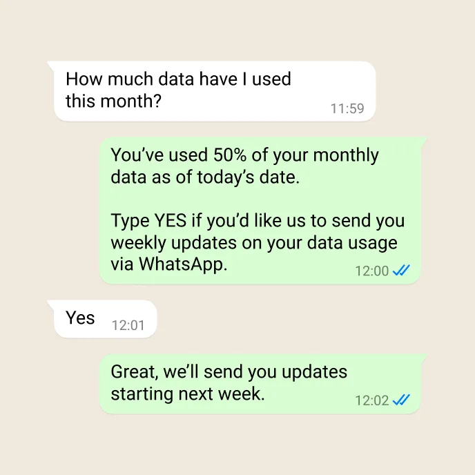Demonstration of a business sending service messages to retain customers