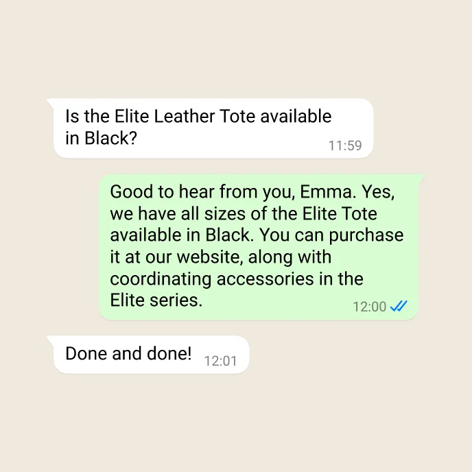 Demonstration of a business sharing product availability to a user