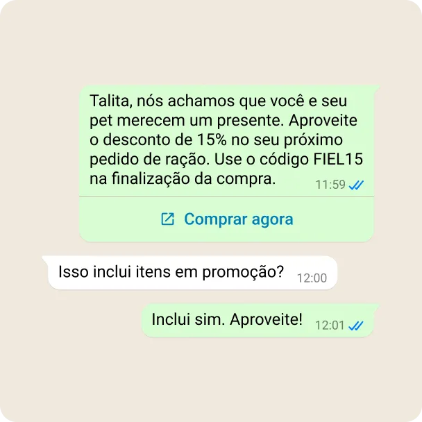 Demonstração de uma empresa promovendo as vendas por meio de um link "compre agora"