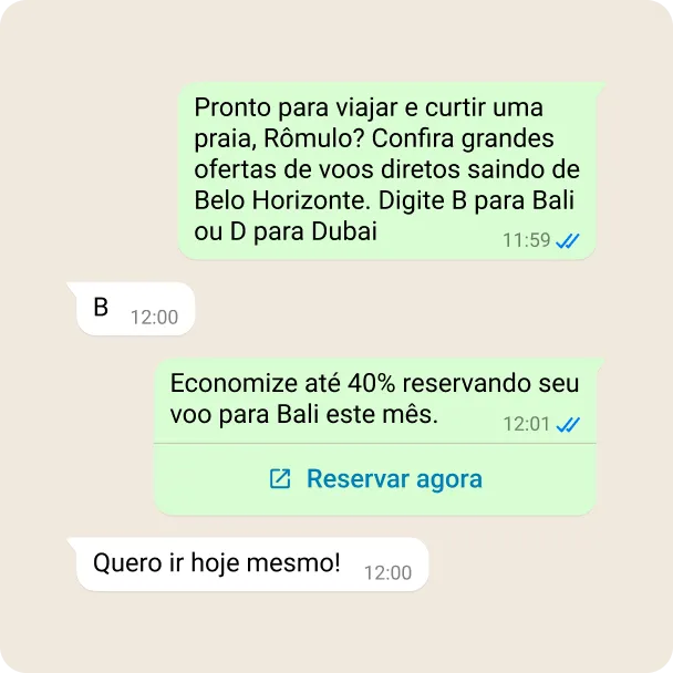 Demonstração de uma empresa gerando reconhecimento promovendo voos com desconto