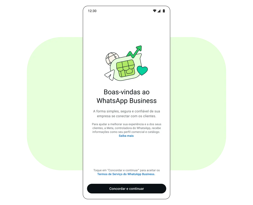 Tela de celular dizendo "Este é o WhatsApp Business"