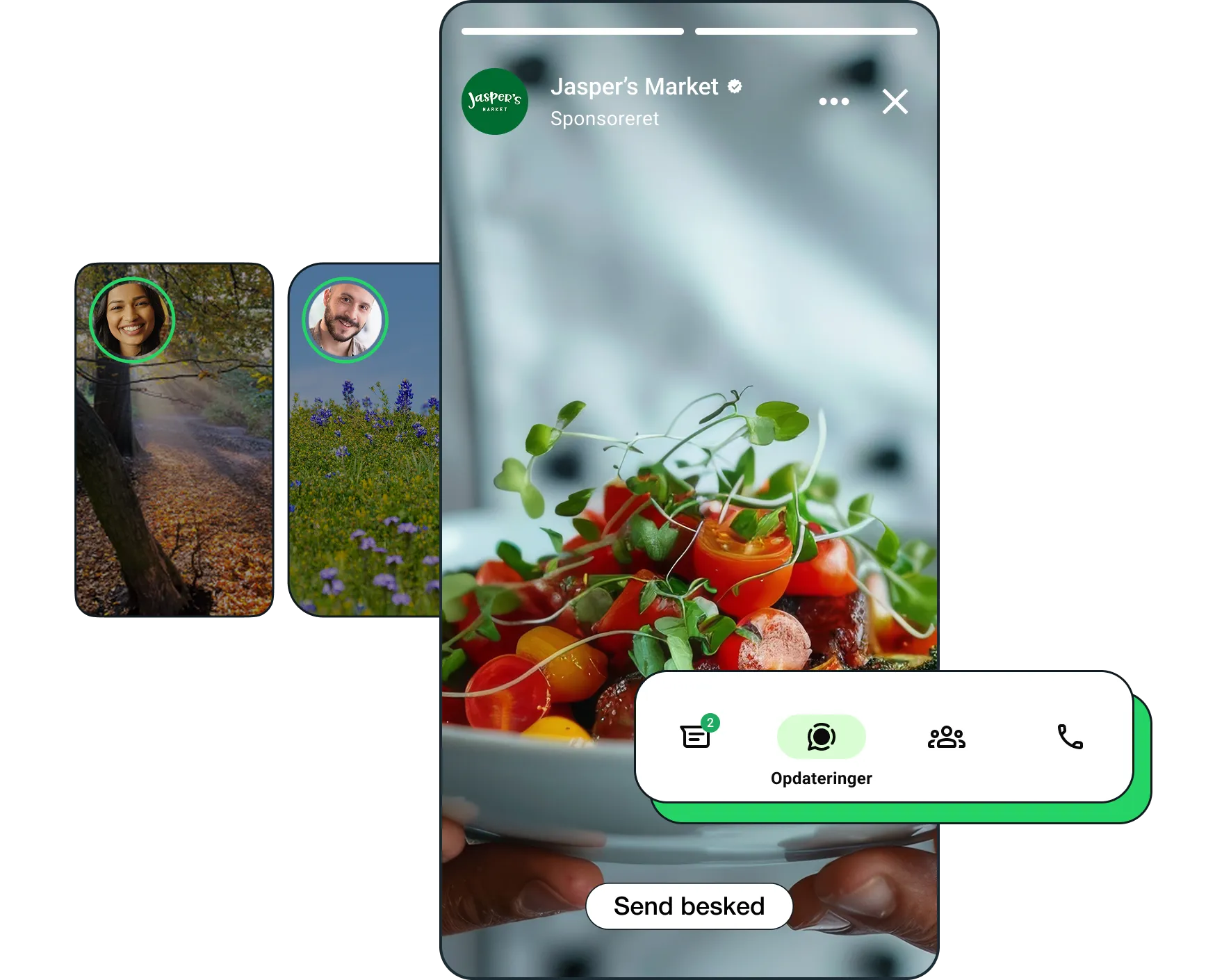 Et billedeeksempel på WhatsApp-annoncer i Status