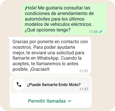 Un ejemplo gráfico de una conversación con un cliente potencial