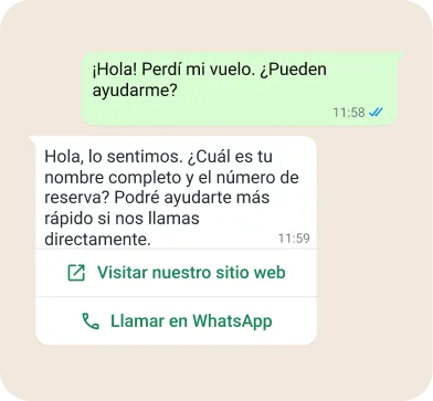 Un ejemplo gráfico de atención al cliente por WhatsApp